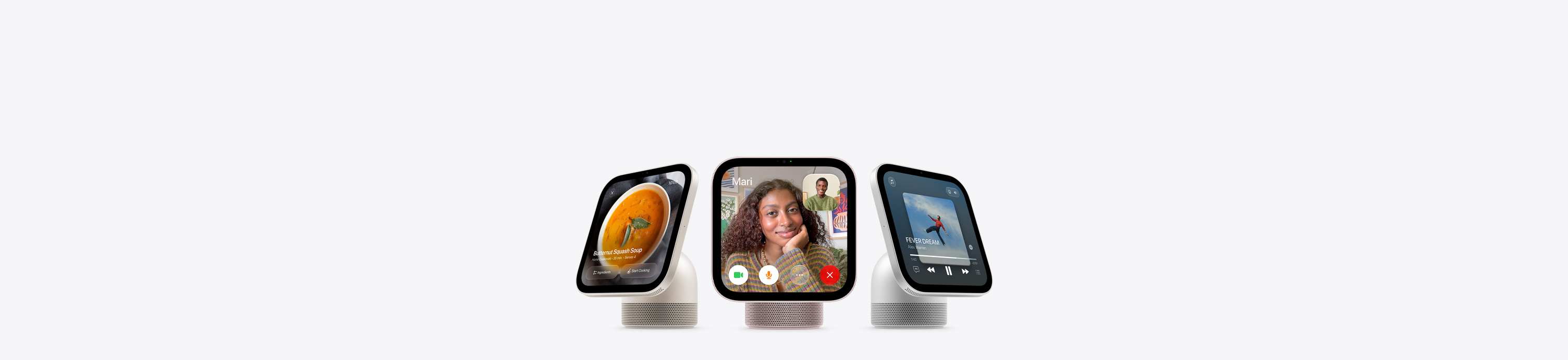 Multiple Apple HomeView devices, shown in an assortment of colors, highlighting a variety of colorful screens